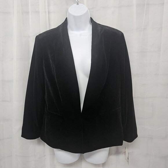 Kasper Blazer Black Velvet Goth Grunge Office 8 NWT - Picture 1 of 9